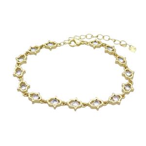 Copper Bracelets Pave Zircon Hand Gold Plated, approx 8mm, 17-22cm length