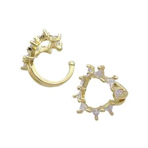 Copper Clip Earring Pave Zircon Gold Plated, approx 17mm, 16mm dia