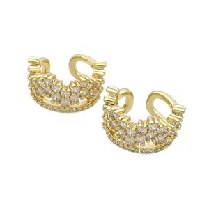 Copper Clip Earring Pave Zircon Gold Plated, approx 9mm, 17mm dia