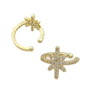 Copper Clip Earring Pave Zircon Gold Plated, approx 8-14mm, 16mm dia