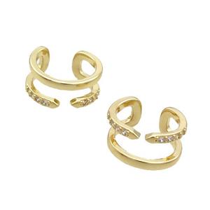 Copper Clip Earring Pave Zircon Gold Plated, approx 8mm, 16mm dia