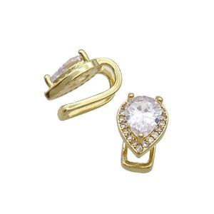 Copper Clip Earring Pave Zircon Gold Plated, approx 10-13mm, 15mm dia