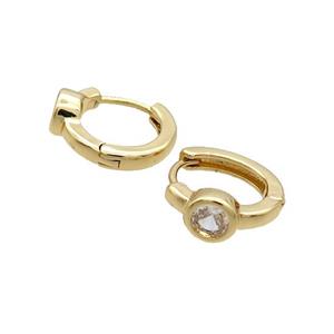 Copper Hoop Earring Pave Zircon Gold Plated, approx 6mm, 15mm dia