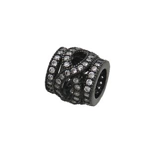 Copper Tube Beads Pave Zircon Black Plated, approx 9.5mm, 5mm hole