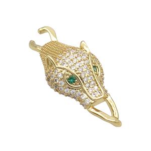 Copper Leopard Connector Pave Zircon Gold Plated, approx 13.5-35mm