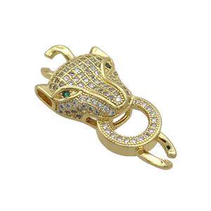 Copper Leopard Connector Pave Zircon Gold Plated, approx 14-30mm