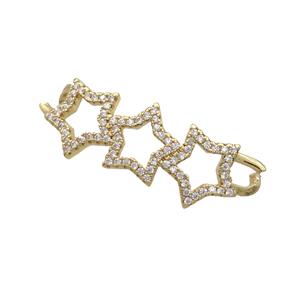 Copper Star Link Connector Pave Zircon Gold Plated, approx 13-40mm