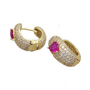 Copper Latchback Earring Pave Zircon Gold Plated, approx 5mm, 17mm dia