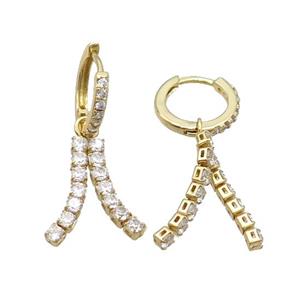 Copper Hoop Earring Pave Crystal Glass Gold Plated, approx 20mm, 14mm dia