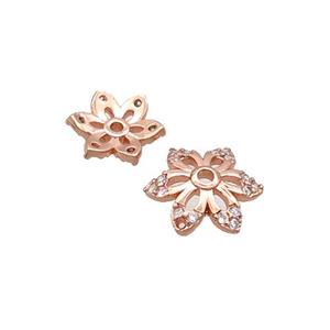 Copper Beadcaps Pave Zircon Rose Gold, approx 10mm