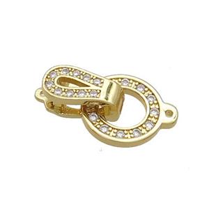 Copper Clasp Pave Zircon Gold Plated, approx 11-18mm