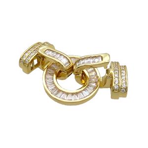 Copper Clasp Pave Zircon Gold Plated, approx 18-40mm