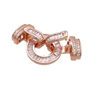 Copper Clasp Pave Zircon Rose Gold, approx 18-40mm
