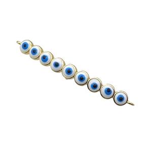Copper Circle Link Connector White Enamel Evil Eye Stick Gold Plated, approx 3-35mm