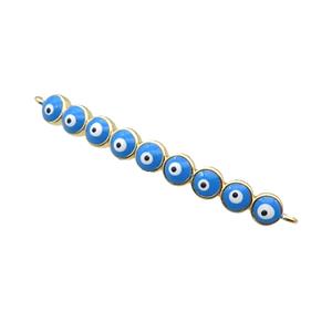 Copper Circle Link Connector Blue Enamel Evil Eye Stick Gold Plated, approx 3-35mm