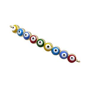 Copper Circle Link Connector Multicolor Enamel Evil Eye Stick Gold Plated, approx 3-35mm
