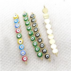 Copper Circle Link Connector Enamel Evil Eye Stick Gold Plated Mixed, approx 3-35mm