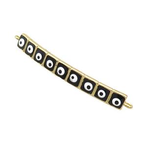 Copper Link Connector Black Enamel Evil Eye Stick Gold Plated, approx 3-35mm