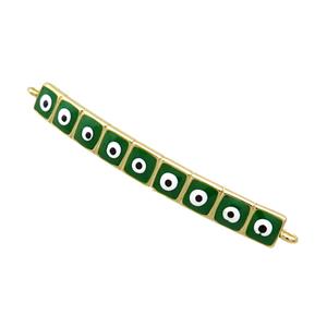 Copper Link Connector Green Enamel Evil Eye Stick Gold Plated, approx 3-35mm