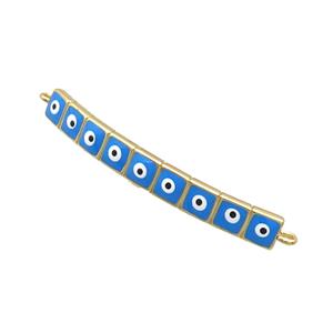 Copper Link Connector Blue Enamel Evil Eye Stick Gold Plated, approx 3-35mm