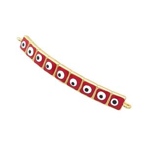 Copper Link Connector Red Enamel Evil Eye Stick Gold Plated, approx 3-35mm