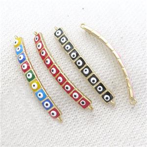 Copper Link Connector Enamel Evil Eye Stick Gold Plated Mixed, approx 3-35mm