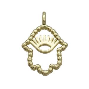 Copper Hamsahand Pendant Eye Gold Plated, approx 17-25mm