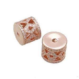 Copper Tube Beads Pave Zircon Rose Gold, approx 9-11mm