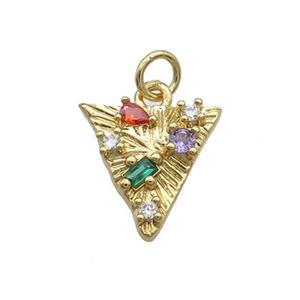 Copper Triangle Pendant Pave Zircon Gold Plated, approx 13mm