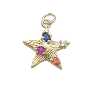 Copper Star Pendant Pave Zircon Gold Plated, approx 15mm
