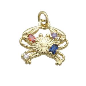 Copper Crab Pendant Pave Zircon Gold Plated, approx 12-15mm