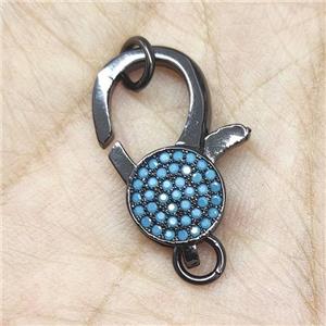 Copper Lobster Clasp Pave Turq Zircon Black Plated, approx 10-22mm