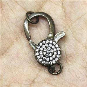 Copper Lobster Clasp Pave Zircon Antique Bronze, approx 10-22mm