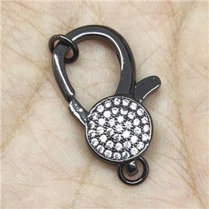 Copper Lobster Clasp Pave Zircon Black Plated, approx 10-22mm