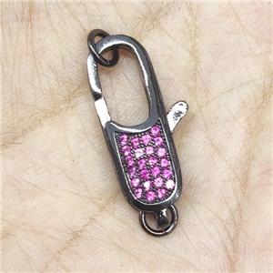 Copper Lobster Clasp Pave Hotpink Zircon Black Plated, approx 9-29mm