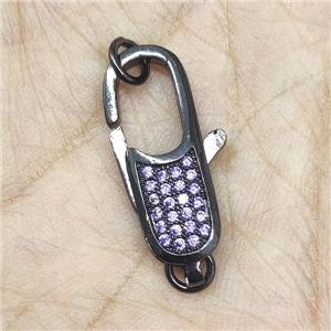 Copper Lobster Clasp Pave Purple Zircon Black Plated, approx 9-29mm