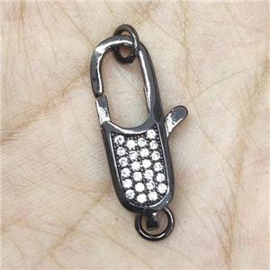 Copper Lobster Clasp Pave Zircon Black Plated, approx 9-29mm