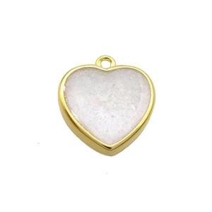 Copper Heart Pendant White Enamel Gold Plated, approx 15mm