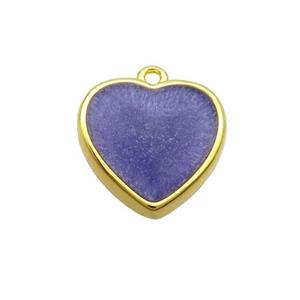Copper Heart Pendant Purple Enamel Gold Plated, approx 15mm