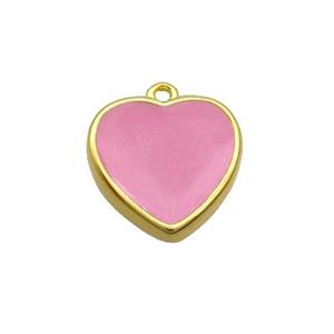 Copper Heart Pendant Pink Enamel Gold Plated, approx 15mm