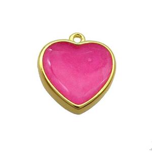 Copper Heart Pendant Hotpink Enamel Gold Plated, approx 15mm