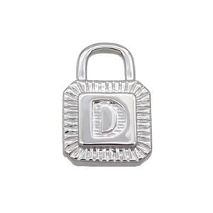 Copper Lock Pendant D-Letter Platinum Plated, approx 10-15mm