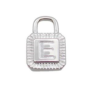 Copper Lock Pendant E-Letter Platinum Plated, approx 10-15mm