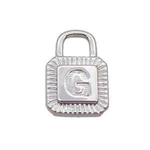 Copper Lock Pendant G-Letter Platinum Plated, approx 10-15mm