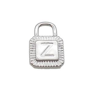 Copper Lock Pendant Z-Letter Platinum Plated, approx 10-15mm