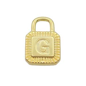 Copper Lock Pendant G-Letter Gold Plated, approx 10-15mm