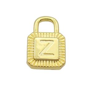 Copper Lock Pendant Z-Letter Gold Plated, approx 10-15mm