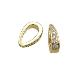 Copper Bail Pave Zircon Gold Plated, approx 8-12mm, 4mm hole