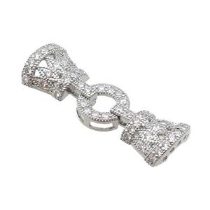Copper Clasp Pave Zircon Platinum Plated, approx 13-38mm