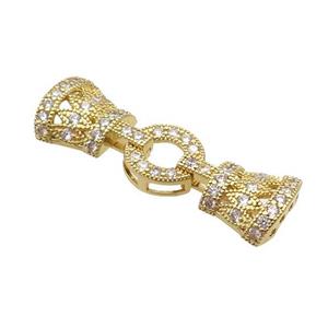 Copper Clasp Pave Zircon Gold Plated, approx 13-38mm